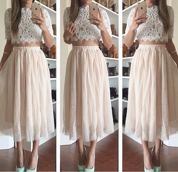 crop top with skirt for party